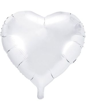Hjerteformet Hvit Folieballong 45 cm