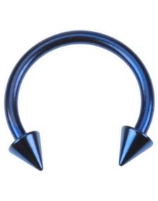 Rund Blå Øyenbrynspiercing med Spike Kuler - 1,2 x 10 mm