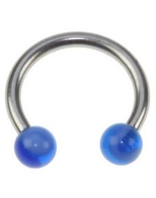 Rund Øyenbrynspiercing med Blå Kuler - 1.2 x 8 mm