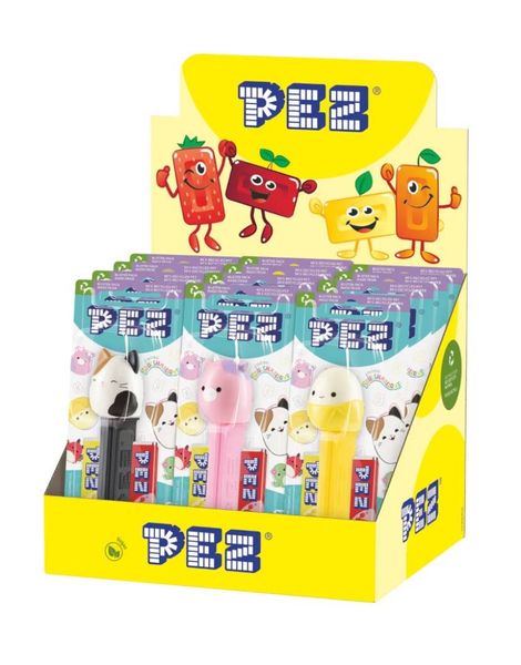 12 stk Assorterte Squishmallows Pez-Holdere med 2 stk Pez Pakker - Hel Eske
