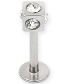 Tøff Labret med Firkantet Kule med Klare Stener