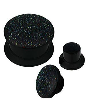 Glitter Away Green - Svart Piercing Plugg