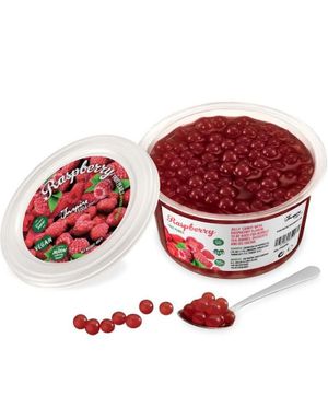 Fruit Pearls Raspberry - Bringebær Gelekuler til Boba/Bubble Tea 450 gram