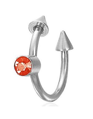 Øyenbrynspiercing med Spike Kuler & Rød Sten - 1,2 x 10 mm