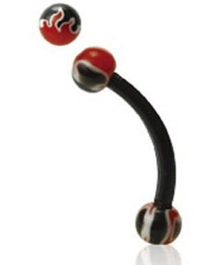 Flames in Black and Red - 1.2 x 8 mm Øyenbrynspiercing