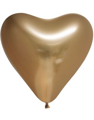 6 stk 30 cm - Glossy Gullfarget Hjerteballonger
