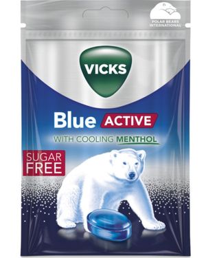 Vicks Blue Active Sterk Mentol - Sukkerfri 72 gram
