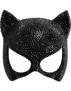 Svart Kattemaske med Strass