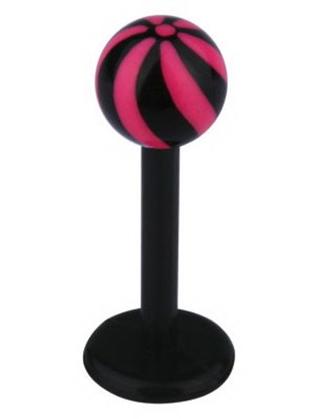 Candy Stripes Labret - Svart/Rosa - Strl 1,2x8x4mm