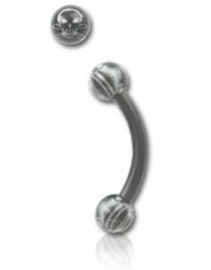 Skull Black - 1.2 x 8 mm Øyenbrynspiercing
