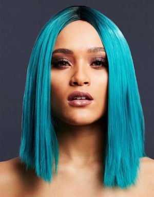 Kylie Deluxe Wig - Kan Styles! - Turkis Parykk med Lang Bob-Frisyre
