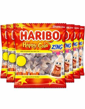 12 stk Haribo Happy Cola Z!NG - Fizzy Vingummi Colaflasker - Hel Eske 1,68 kg