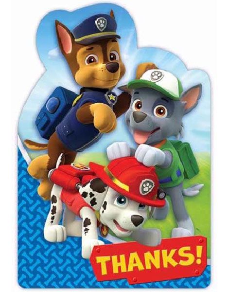 8 stk Takkekort - Paw Patrol Gjengen