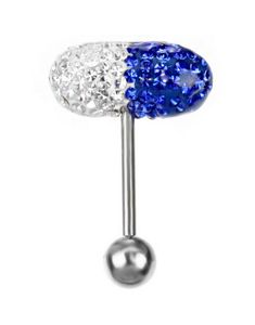 White & Blue Diamond Pill - Tungepiercing