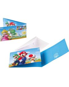 8 stk Invitasjoner med Konvolutter - Super Mario