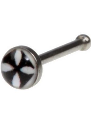 Rett Nesepiercing med Svart Ridderkors