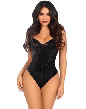Svart Bodysuit med Paljetter til Dame