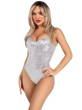 Sølvfarget Bodysuit med Paljetter til Dame