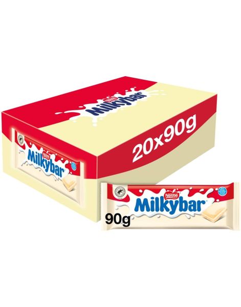 20 stk Nestle Milkybar - Hvit Sjokoladeplate - Hel Eske 1,8 kg