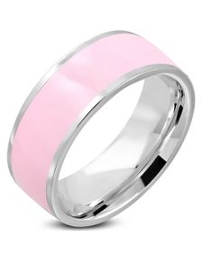 Barbie Girl - Sølvfarget Stålring med Rosa Bånd