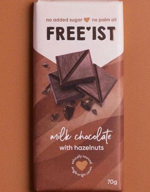 Free'ist Melkesjokolade med Hasselnøtter Uten Tilsatt Sukker 70 gram