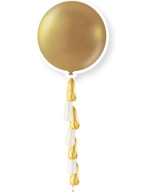 91 cm - Gullfarget Metallisk Ballong med Ballonghale