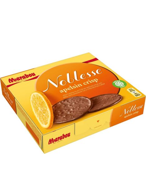 Marabou Noblesse Appelsin - Tynne Runde Melkesjokoladeplater med Appelsin og Crisp 150 gram