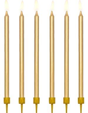 12 stk Gullfarget Lange Kakelys med Stett 13 cm