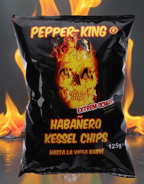 DATOVARE - Pepper-King Habañero Kettle Chips - Crispy og Spicy Potetgull 125 g - HOT (Tyskland)