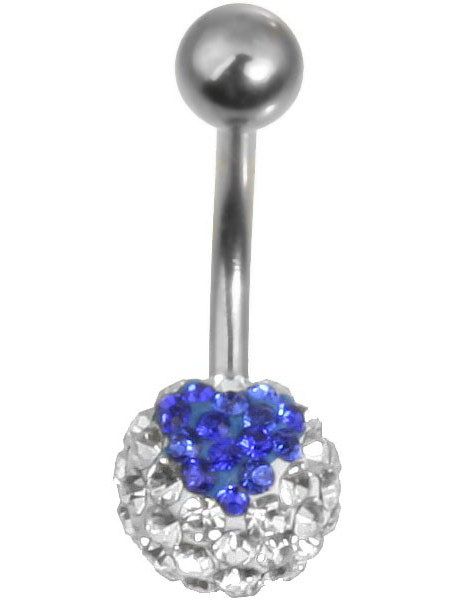 Sparkling Heart Navlepiercing - Hvit/Blå