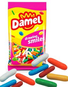 1 kg Damel Liquorice Comfits/Torpedoes - Fargerik Lakris med Hardt Skall