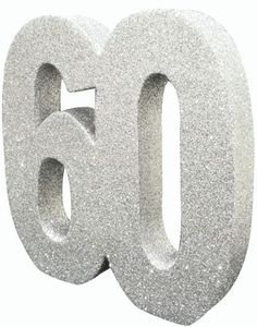 Sølvfarget Glitrende 60 År Borddekorasjon 20 cm