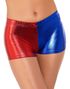 Metallisk Blå og Rød Harley Quinn Inspirert Shorts