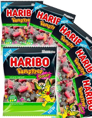 18 stk Poser med Haribo Sure Vampyrer - Hel Eske 2,16 kg