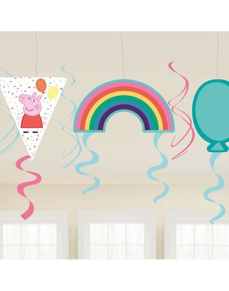 7 stk Hengende Dekorasjoner med Pappmotiver - Peppa Pig
