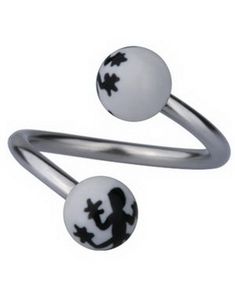 Øyenbrynspiercing med Salamander - Hvit/Svart - 1.2 x 10 mm