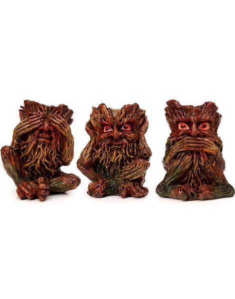 Hear No, See No, Speak No Evil - 3 stk Treeman Figurer 9,5 cm
