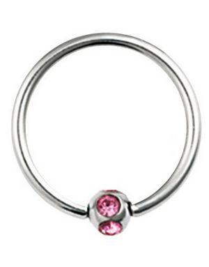 BCR Piercing med Rund Kule og Rosa Stener