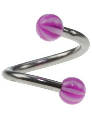 Curve Øyenbrynspiercing med Lilla og Hvite Kuler - 1.2 x 8 mm