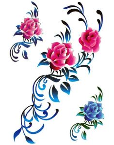 Full Bloom - 3 stk Tatoveringer (Fake Tattoo)