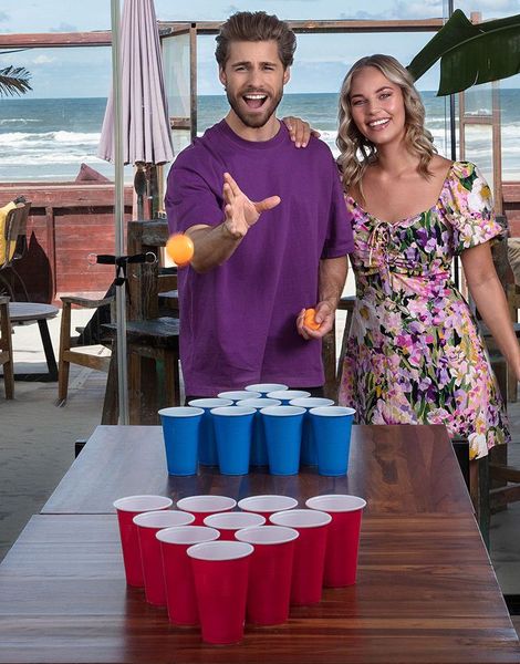 Drikkespill - Beer Pong Sett med 4 Baller og 22 Kopper