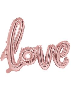 Love - Rosegullfarget Løkkeskrift Folieballong 73x59 cm