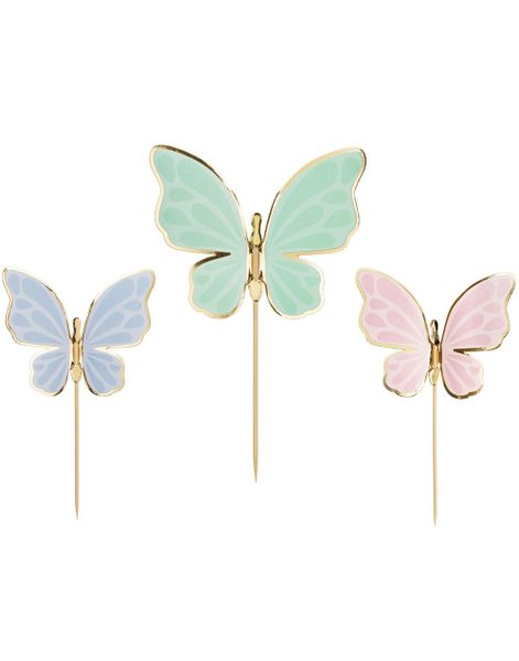 9 stk DIY Kaketoppere Fargeglade Sommerfugler - Colorful Butterflies