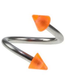 Curve Øyenbrynspiercing med Orange Spikes - 1.2 x 8 mm