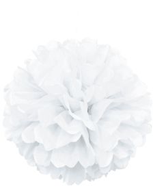 Hvit Puff Pom Pom 40 cm