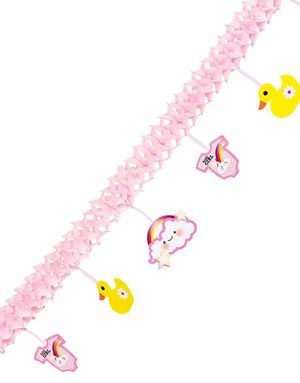 Rosa Girlander med Hengende Motiver 4 Meter - Baby Girl