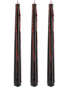 3 stk Svarte Lys 25 cm - Blødende Voks Effekt