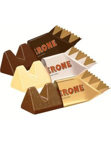 Tiny Toblerone - Pose med Tobleronebiter i Mørk- Hvit- og Melkesjokolade 280 gram