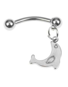 Banan Øyenbrynspiercing med Hengende Delfin - 1,2 x 9 mm