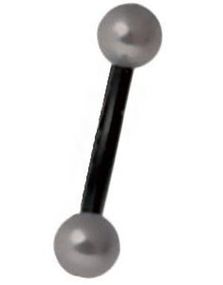 Svart Banan Øyenbrynspiercing med Grå Perler- 1.2 x 8 mm